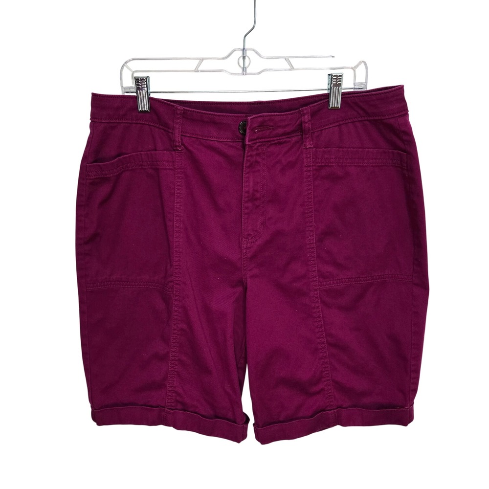 Croft & Barrow Womens Size 16 Purple Stretch Cotton Cuffed Utility Shorts